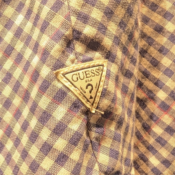 VINTAGE Guess Plaid Snap Button Up Est 1981 Sleeve Top Sz L - Picture 10 of 10